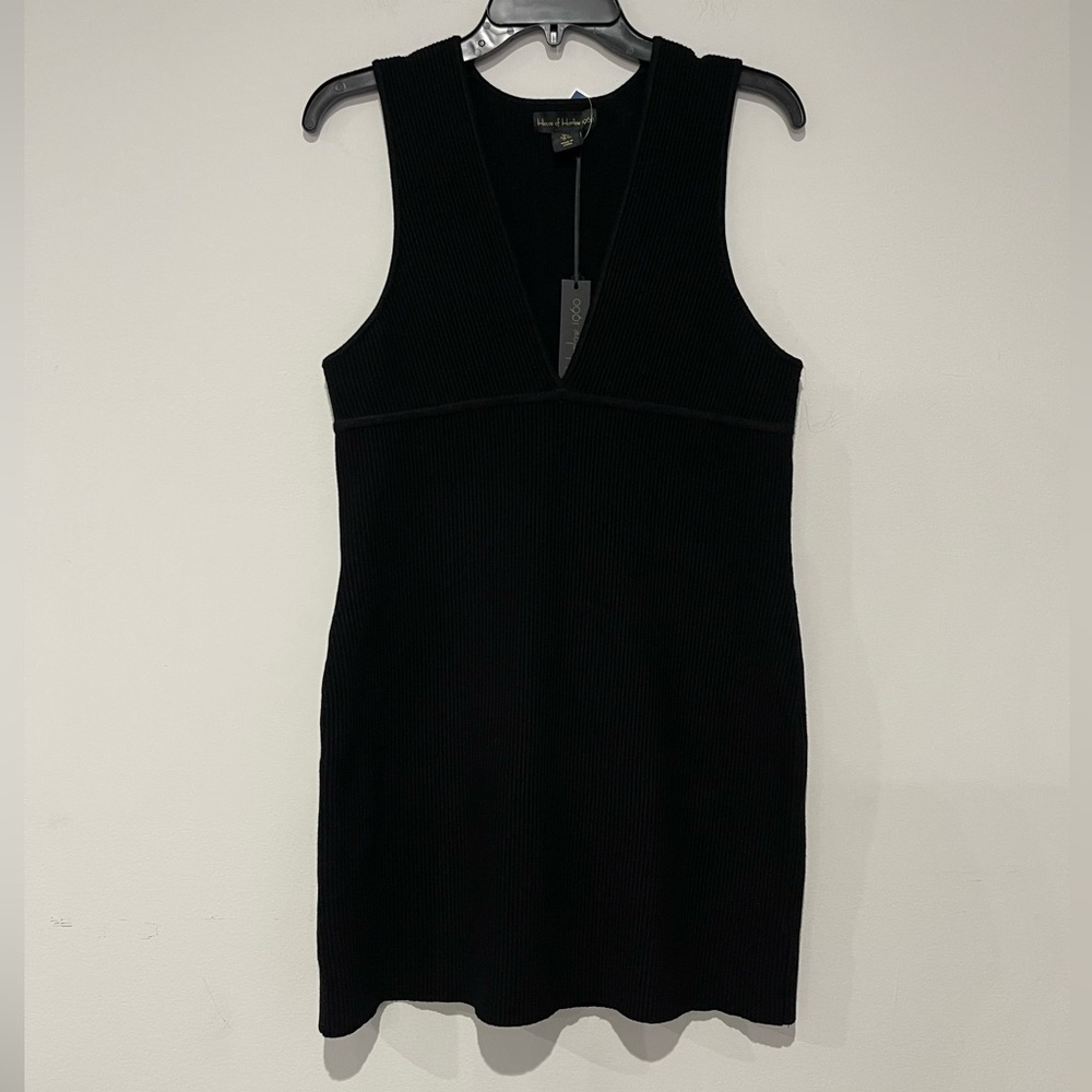 NWT House of Harlow Ribbed Dress Black